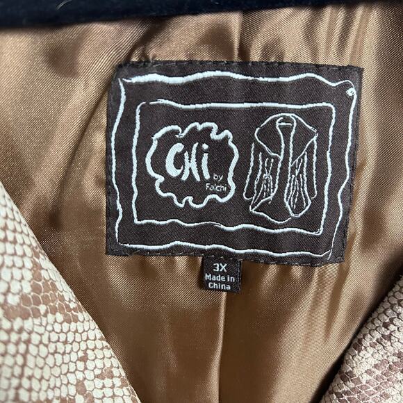 Chi by Falchi leather jacket 3X NWT snake tan feminine - Picture 12 of 13
